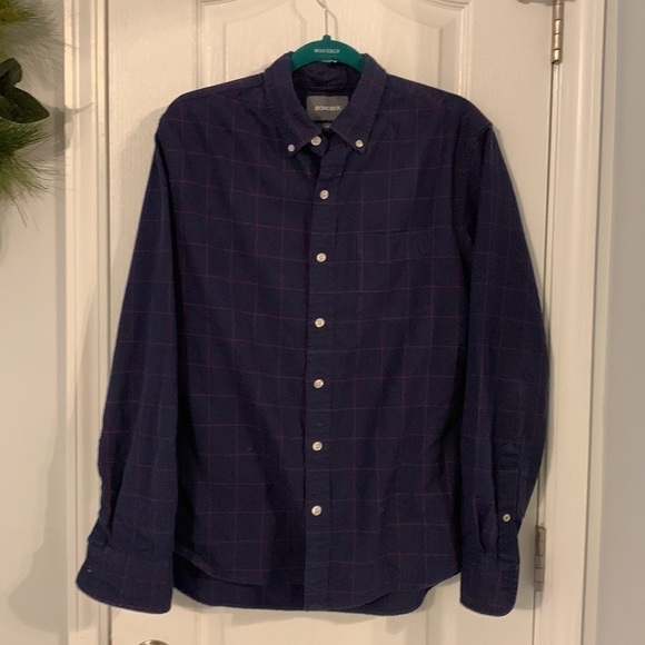 Bonobos Size M Slim Fit Navy/red Plaid windowpane - Picture 11 of 14